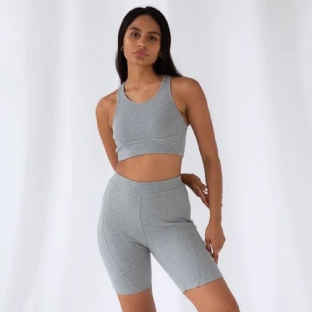 Neu Apparel Grey Marl Sports Bra & Shorts Set